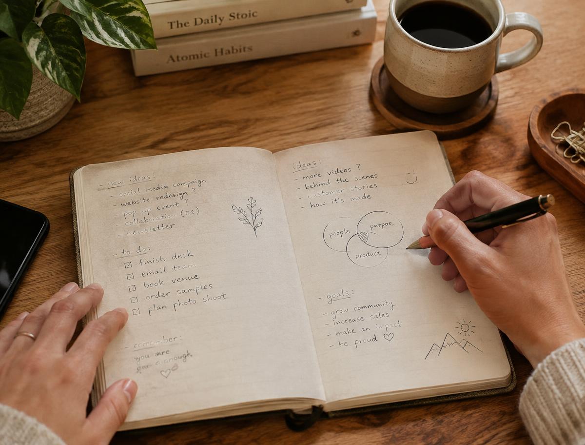 Writing in a Scribbled Mess notebook